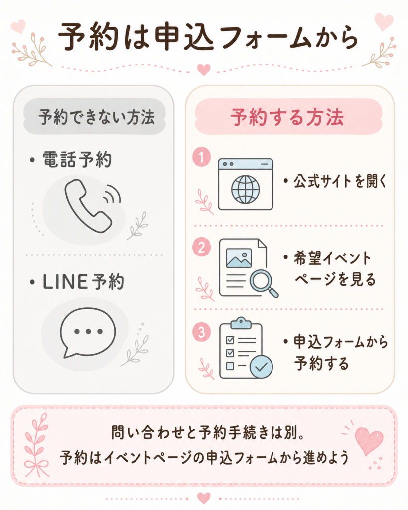 電話・LINE予約は不可|予約は申込フォームから