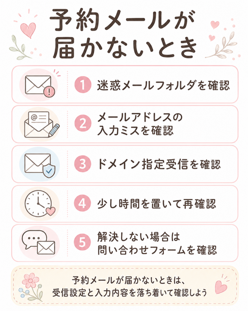 予約メールが届かないときの確認チェックリスト