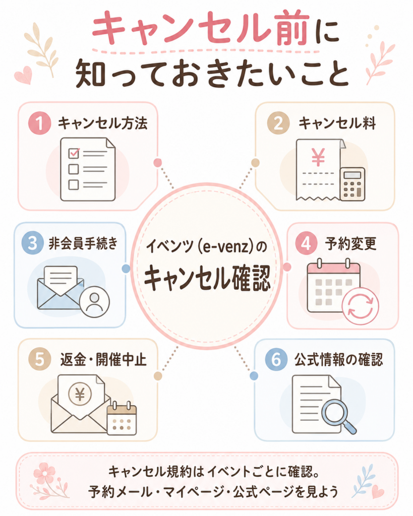 イベンツ(e-venz)のキャンセル前に知っておきたい全体マップ