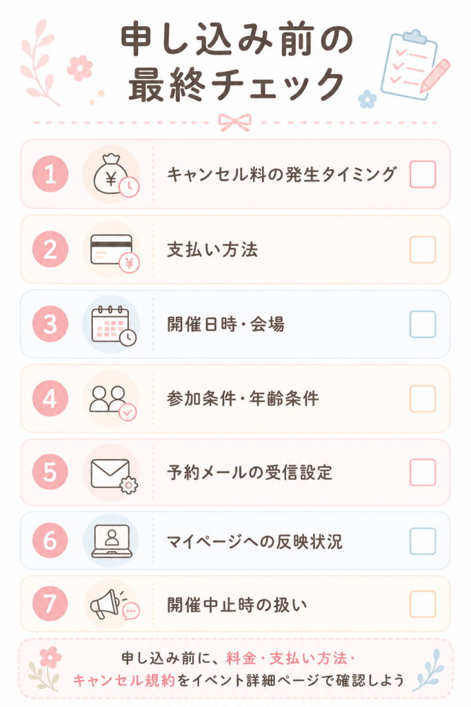 申し込み前に見ておきたい項目チェックリスト